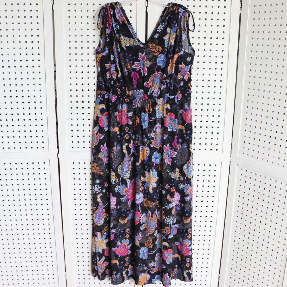 IMAN Womens SIZE XLP Black Floral Sleeveless Maxi Dress
